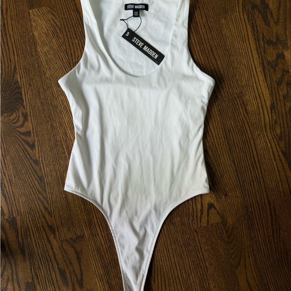 Steve Madden White Bodysuit Minimalist One Piece